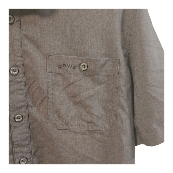 Orvis Short Sleeve Charcoal Gray Button Down Tech Shirt Size Medium - Picture 7 of 7